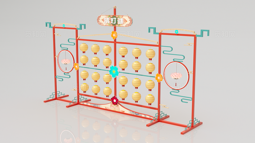 地产美陈美陈装置中式美陈房地产美陈新年古唐风打灯谜美陈设计