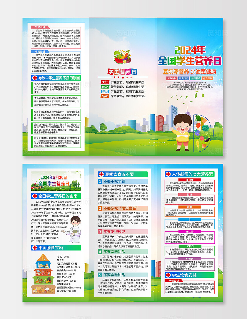 蓝色简约2024年全国学生营养日全国学生营养日折页