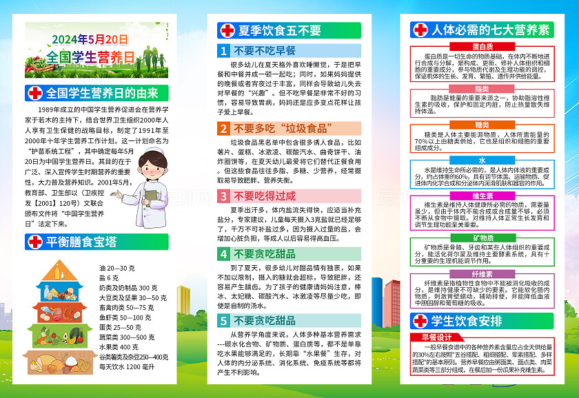 蓝色简约2024年全国学生营养日全国学生营养日折页