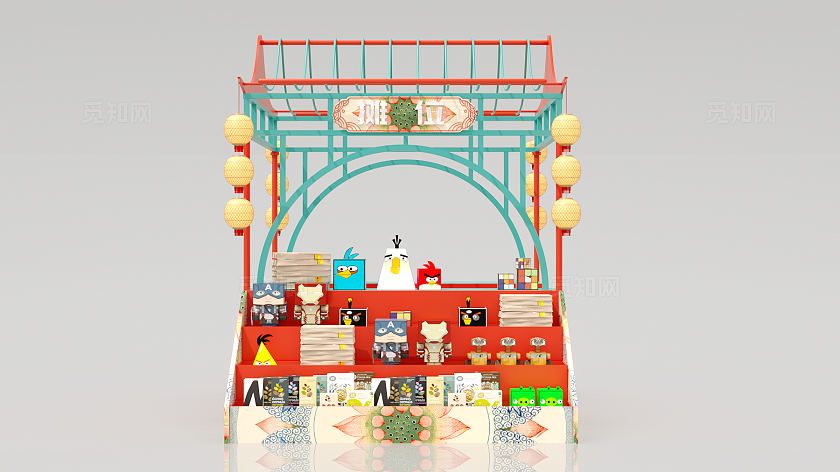 地产美陈美陈装置中式美陈房地产美陈新年古唐风市集摊位美陈设计