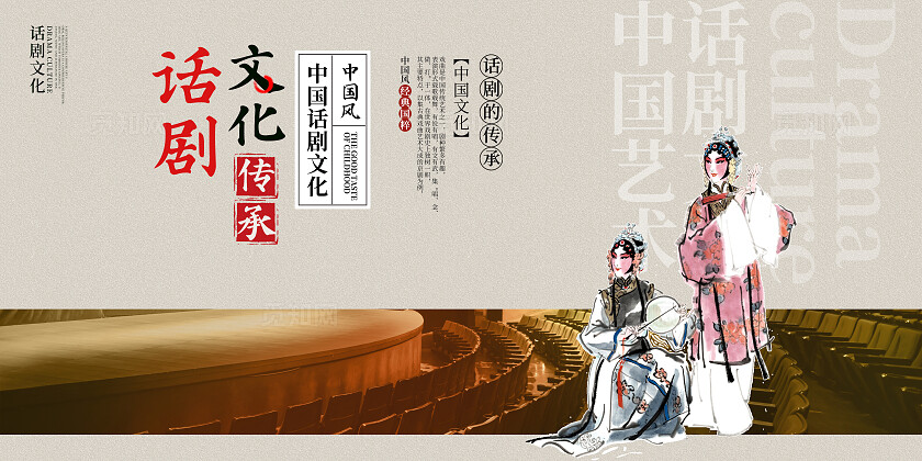 传统中国风话剧文化展板设计