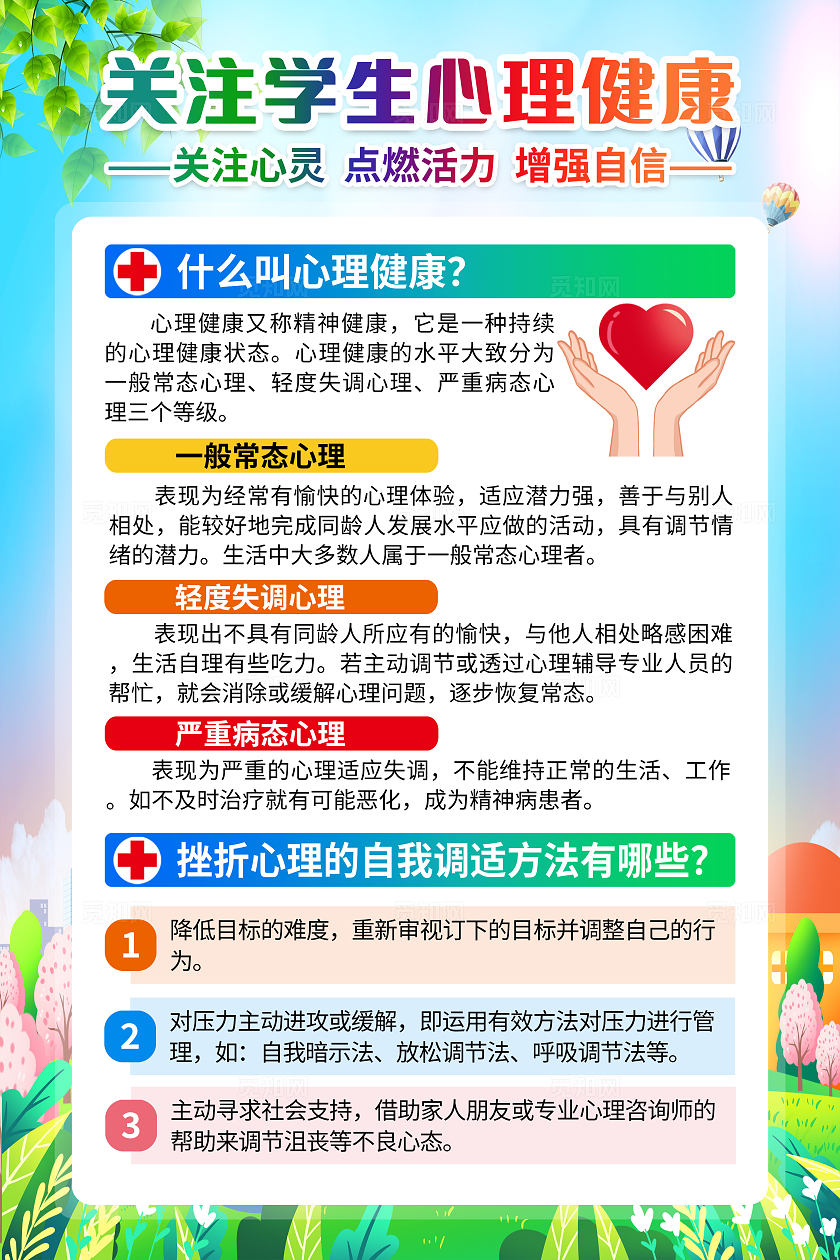 蓝色简约关注学生心理健康大学生心理健康日套图全国大学生心理健康日