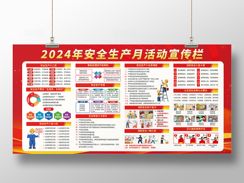 红色大气2024年安全生产月活动宣传栏安全生产安全施工平安建设