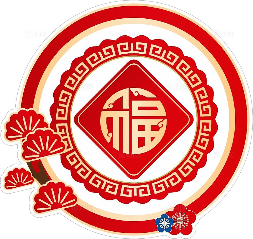 中式红色大气2024新年快乐手举牌