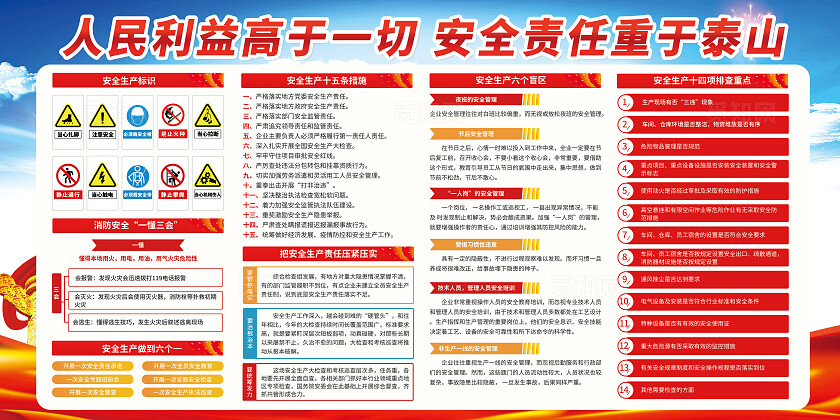 红色蓝色人民利益高于一切安全责任重于泰山宣传栏安全生产安全施工平安建设2024安全生产月