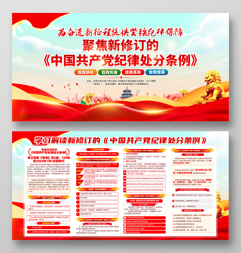 学习贯彻新修订的纪律处分条例党建展板