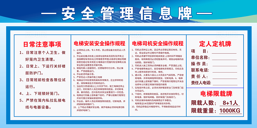 蓝色简约安全管理信息牌宣传栏安全管理安全生产牌