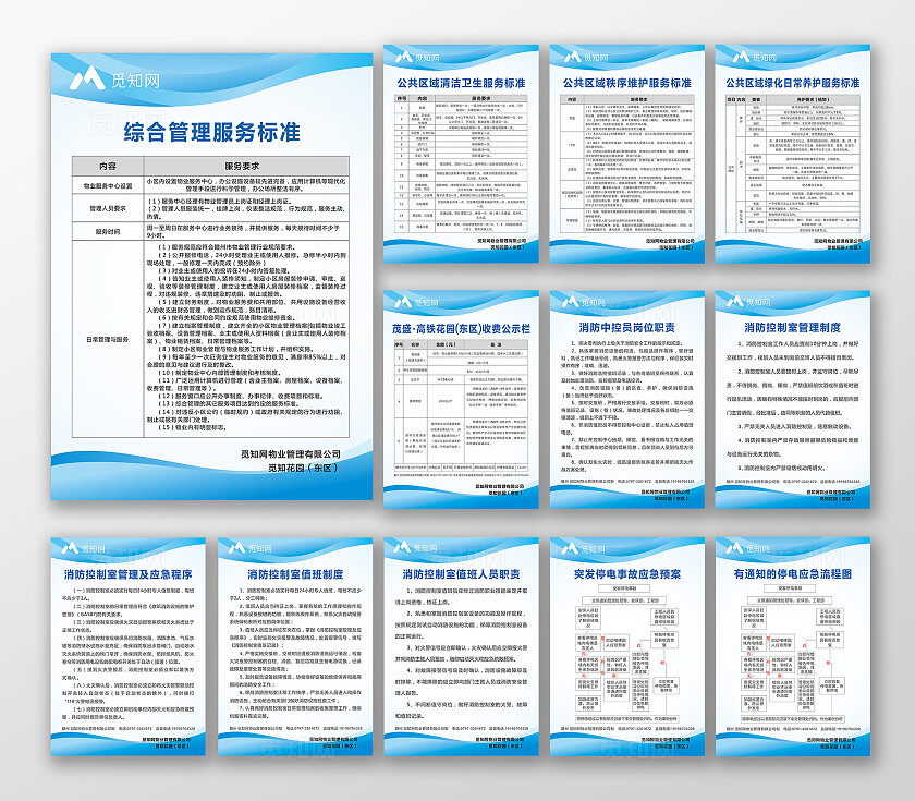 蓝色简约大气小区物业制度大全