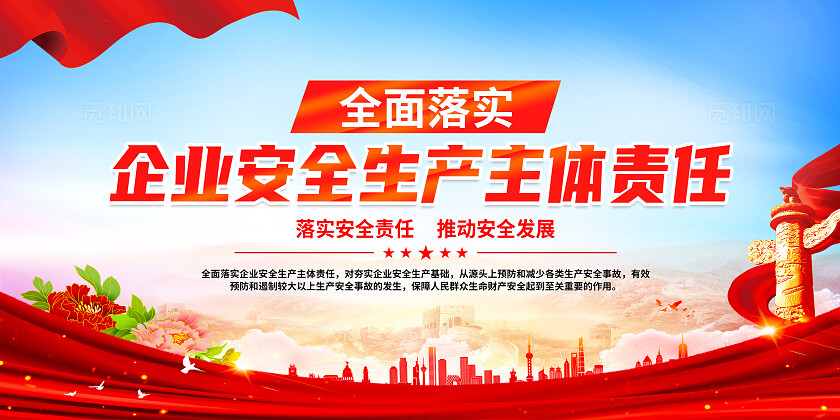 红色简约全面落实企业安全生产主体责任安全生产责任制展板宣传