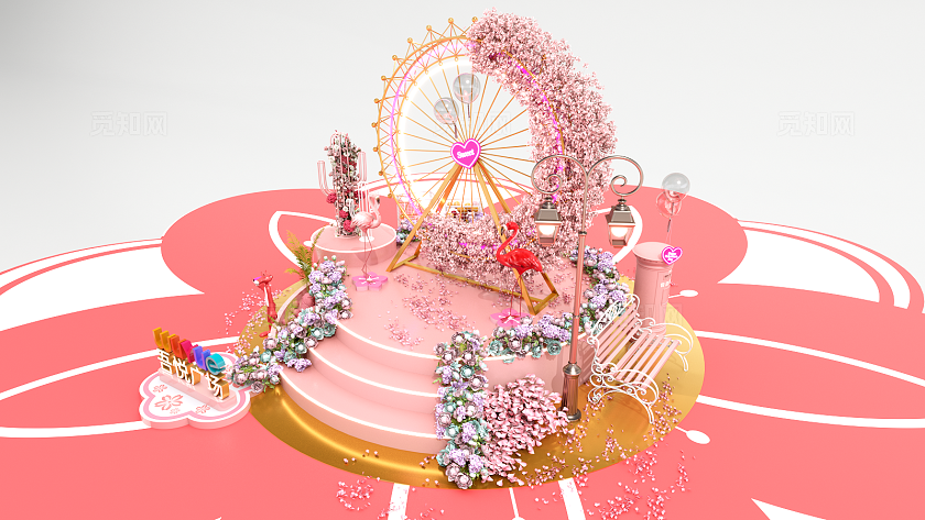 粉色春日樱花季主题美陈