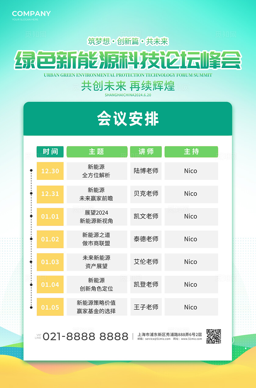 绿色光效风新能源科技论坛峰会系列kv物料展板宣传