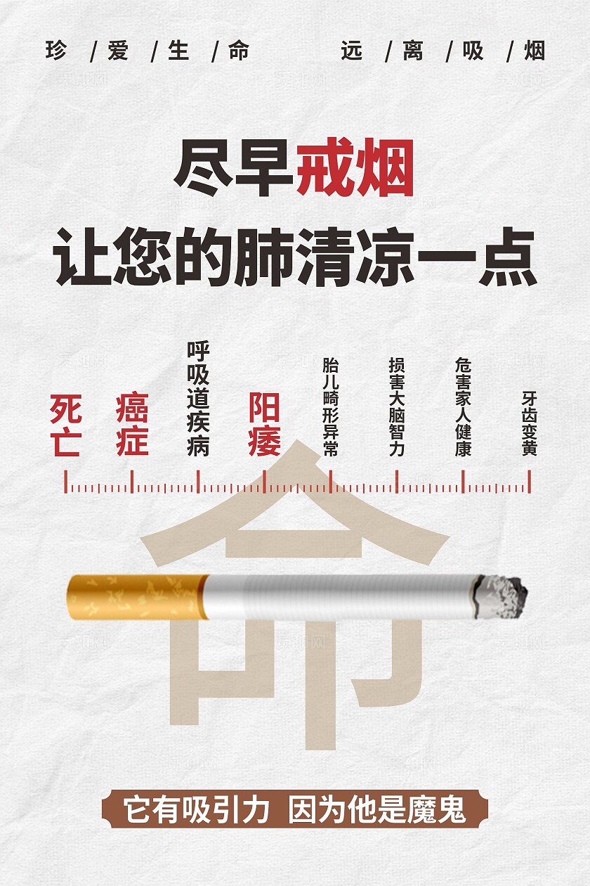 尽早戒烟，让你的肺清凉一点戒烟世界无烟日海报