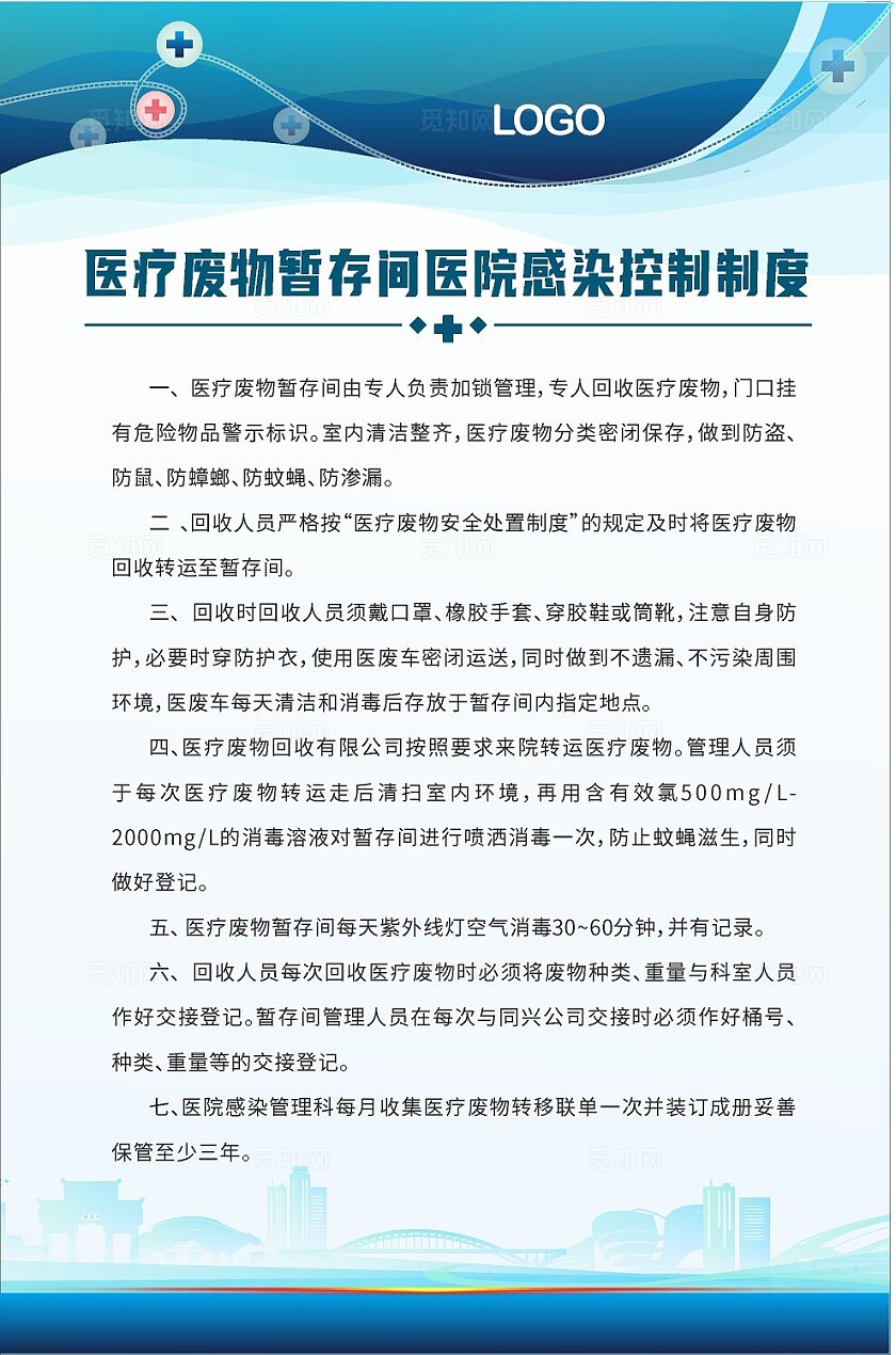 蓝色大气2024医疗废物暂存间医院感染控制制度