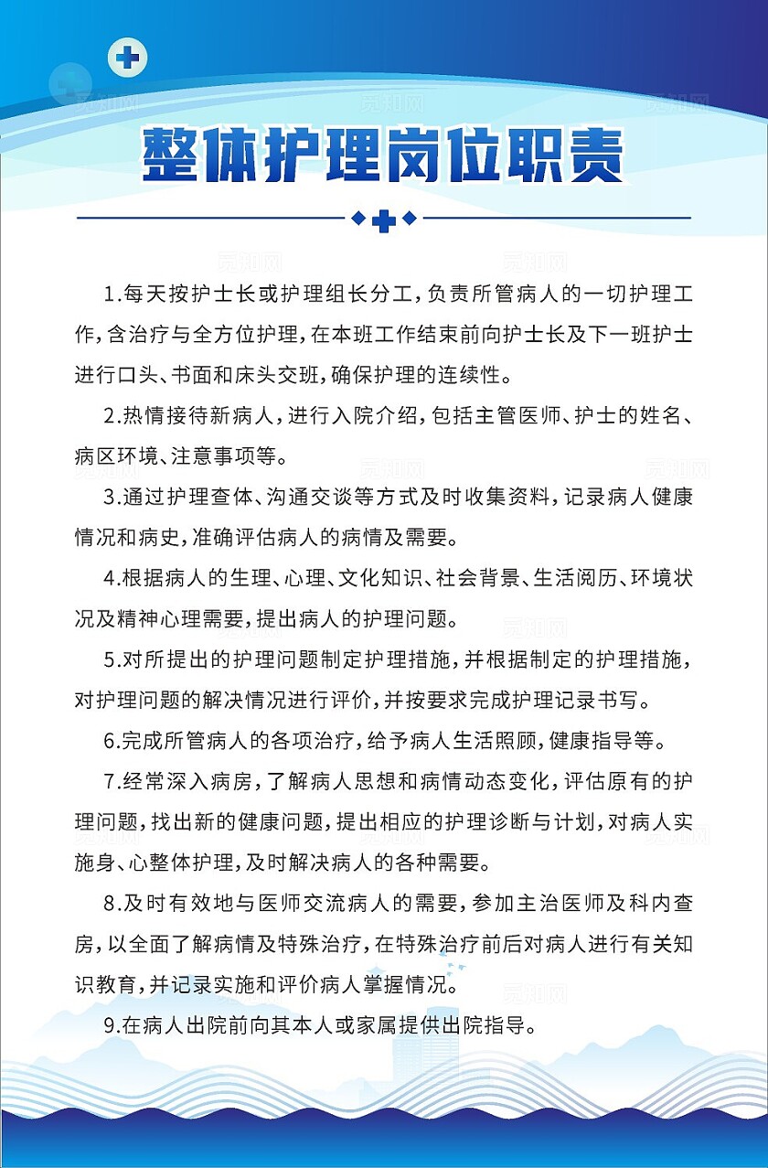 蓝色大气2024整体护理岗位职责