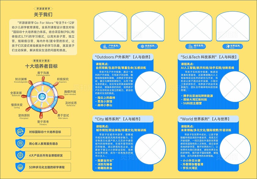 清新简约儿童环球研学宣传折页