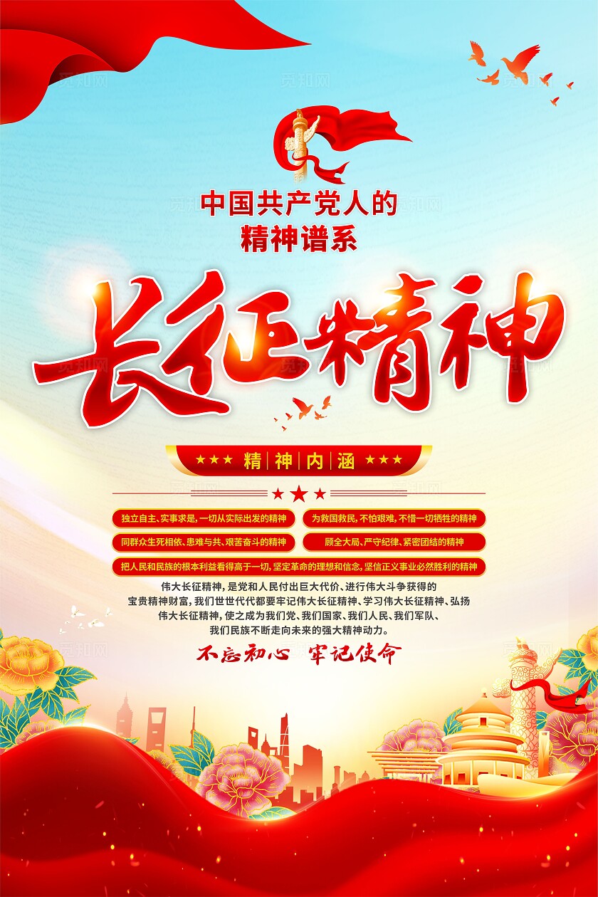长征精神党建海报