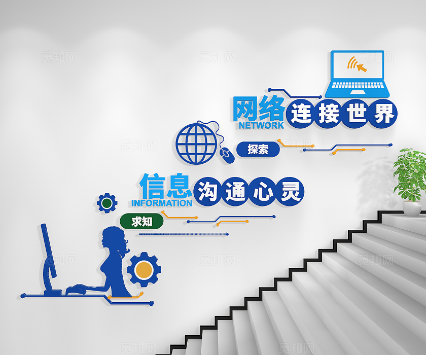计算机互联网公司楼梯楼道形象计算机文化墙