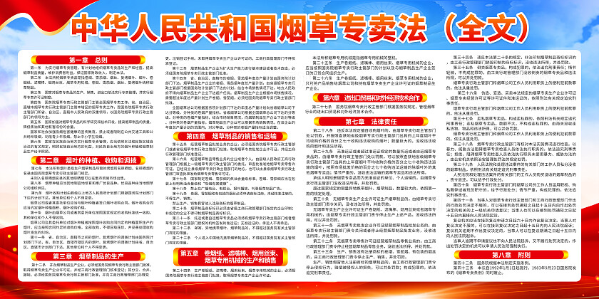 红色简约中华人民共和国烟草专卖法规章制度宣传栏背景