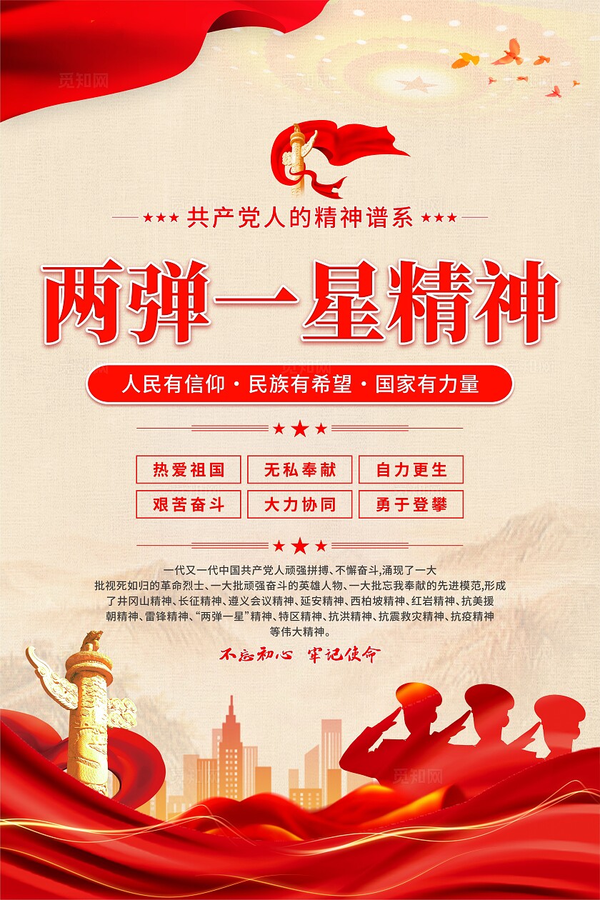 两弹一星精神党建海报