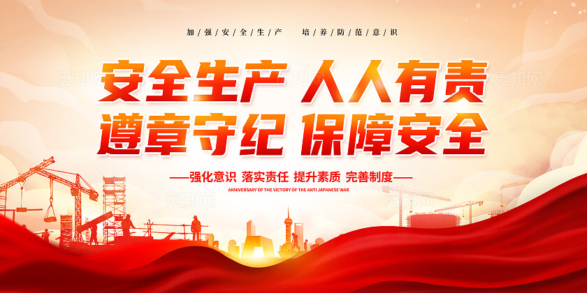 红色党建工地安全建筑安全双面展板