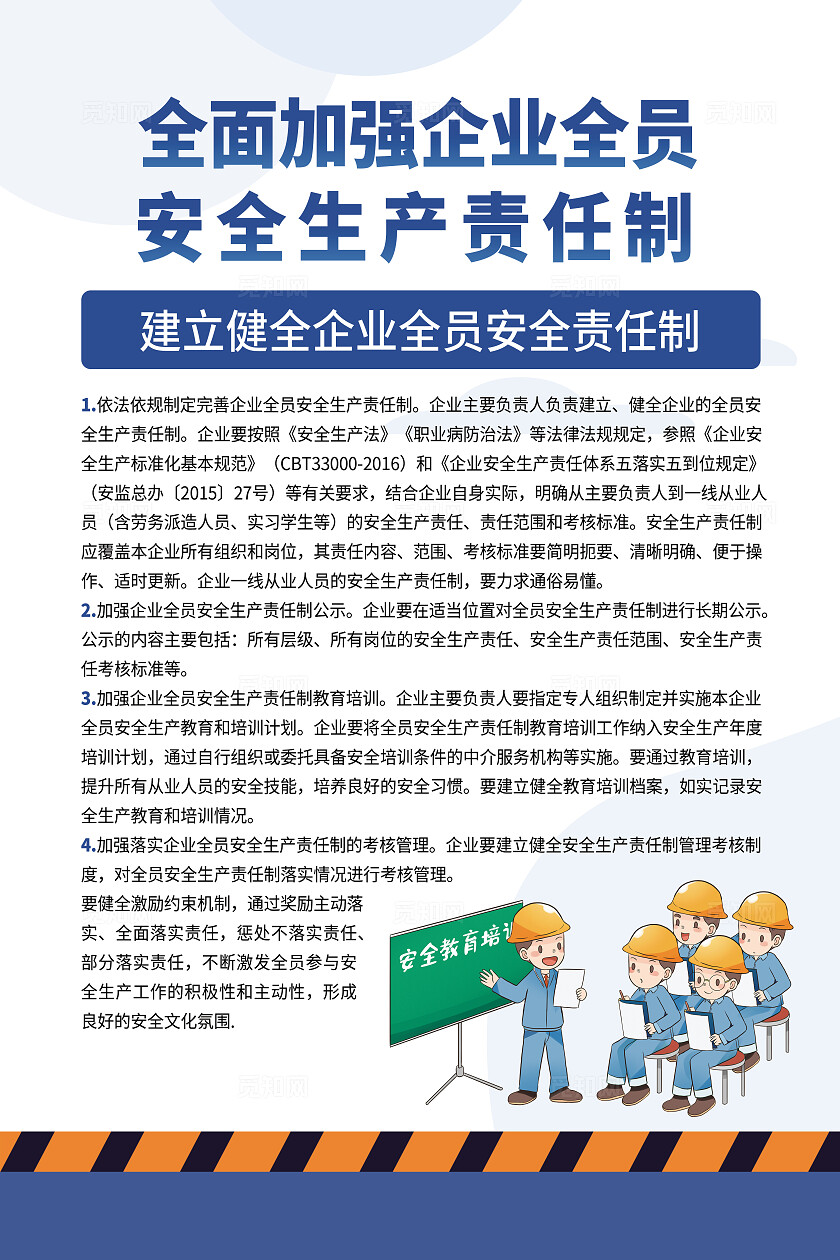 蓝色安全生产责任制双面海报