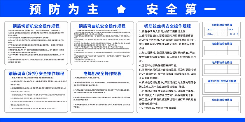 蓝色工地安全建筑安全展板