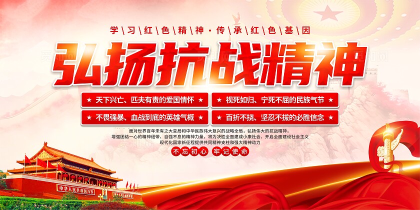 抗战精神党建展板