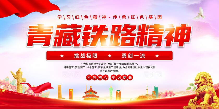 青藏铁路精神党建展板