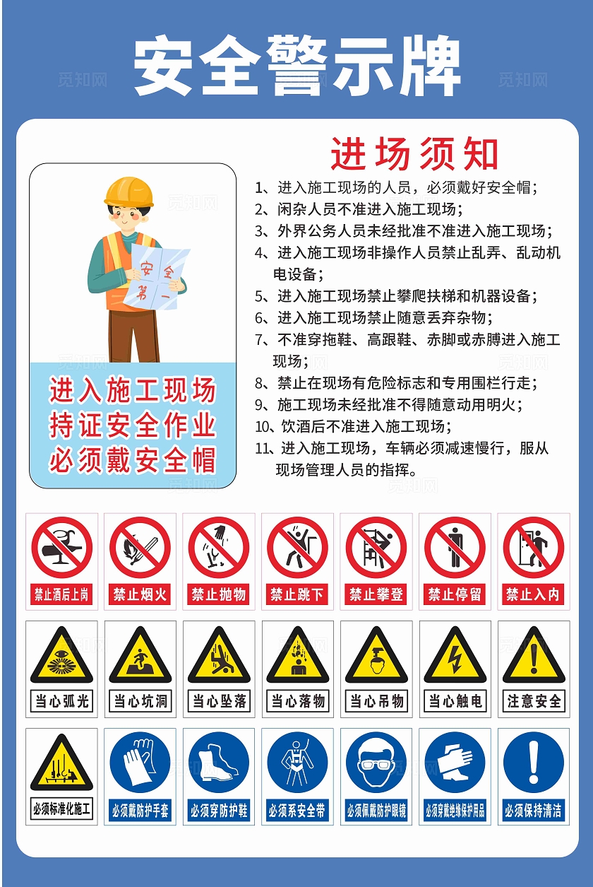 安全生产施工现场安全警示牌安全生产提示标识宣传