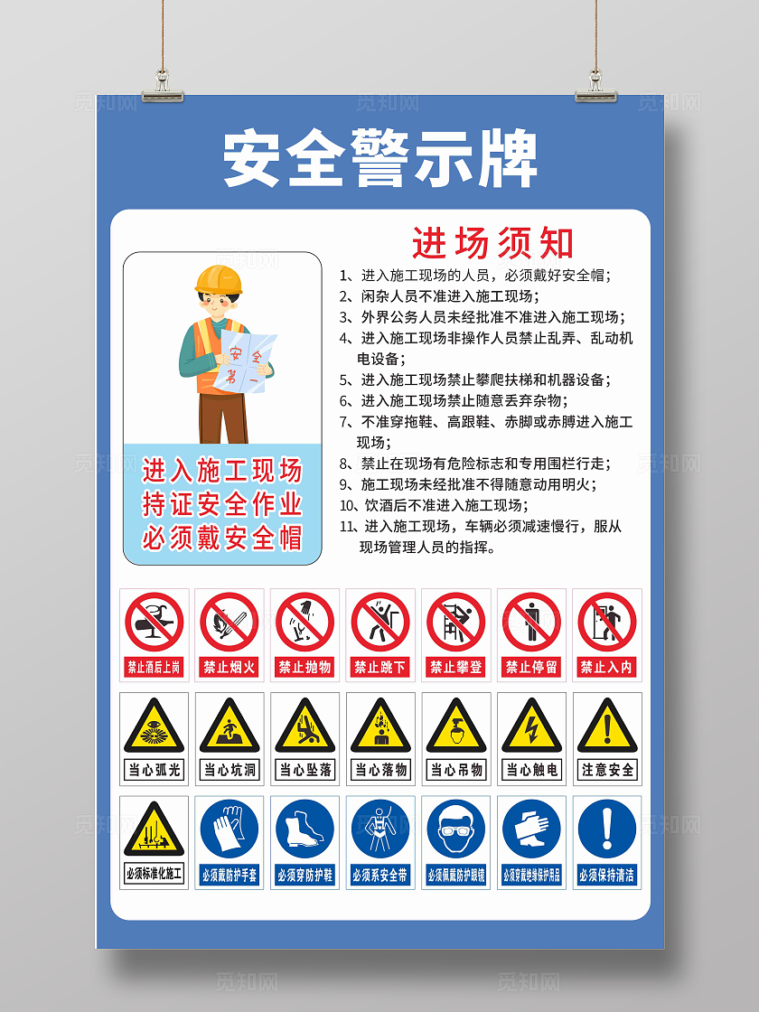 安全生产施工现场安全警示牌安全生产提示标识宣传