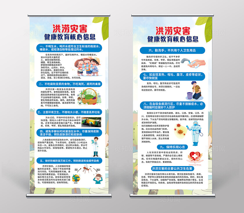 洪涝灾害健康教育核心信息展架