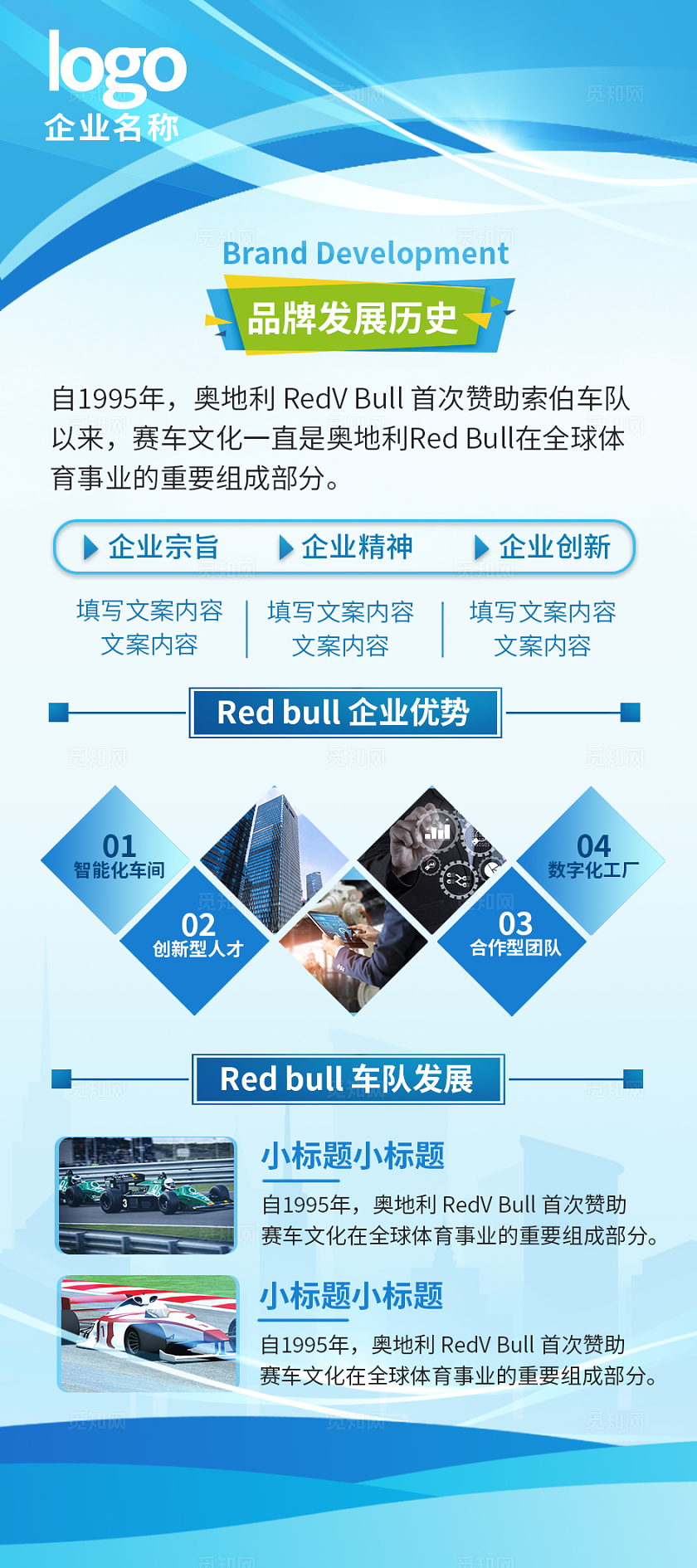 蓝色大气科技感2024企业介绍品牌发展历程展架企业展架
