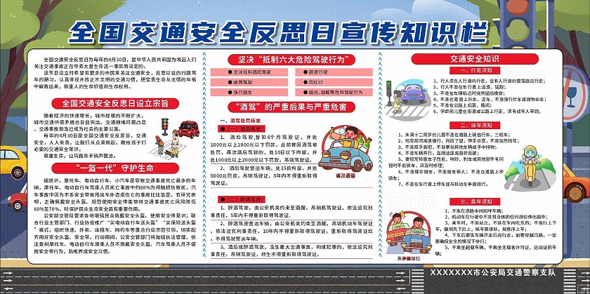 简洁大气全国交通安全反思日宣传栏展板