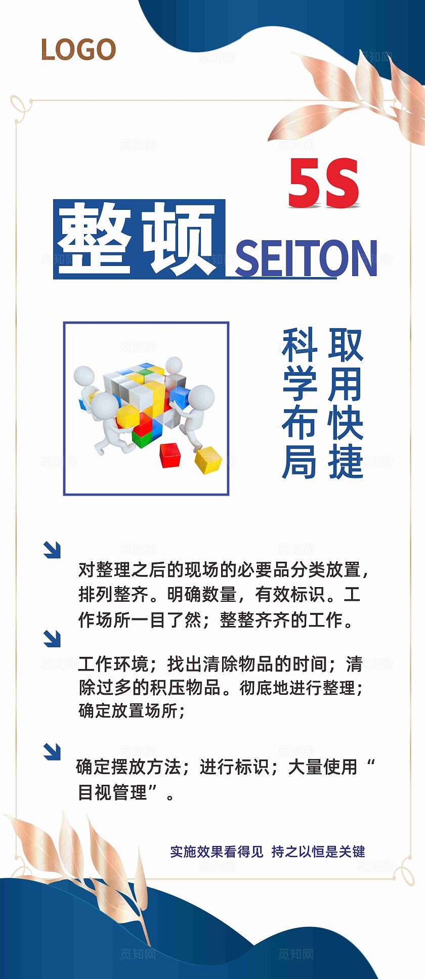 蓝色大气2024全国安全生产月车间安全生产整顿挂图清扫展板整理看版宣传