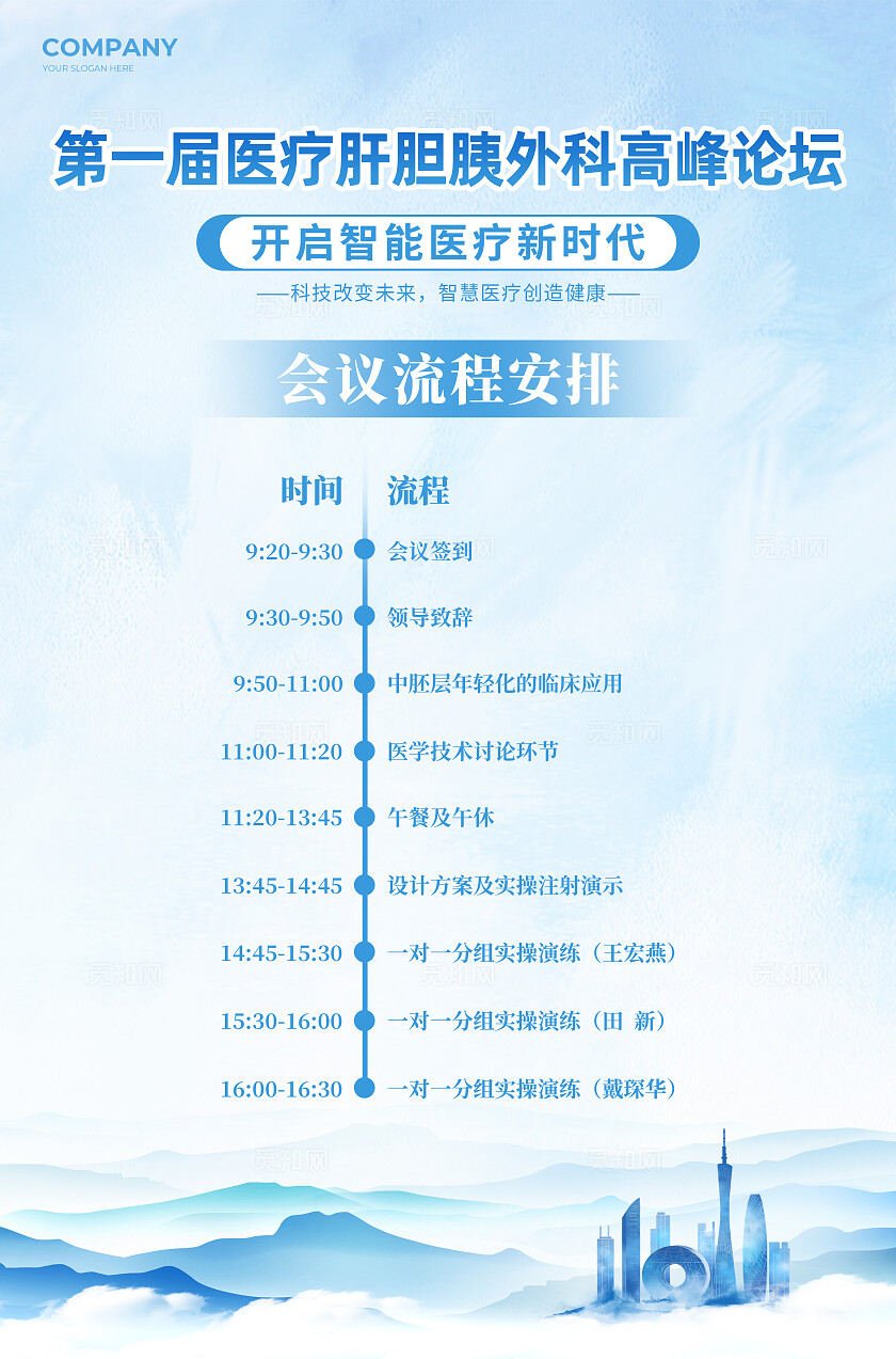 蓝色水墨风医疗论坛活动展板系列kv物料