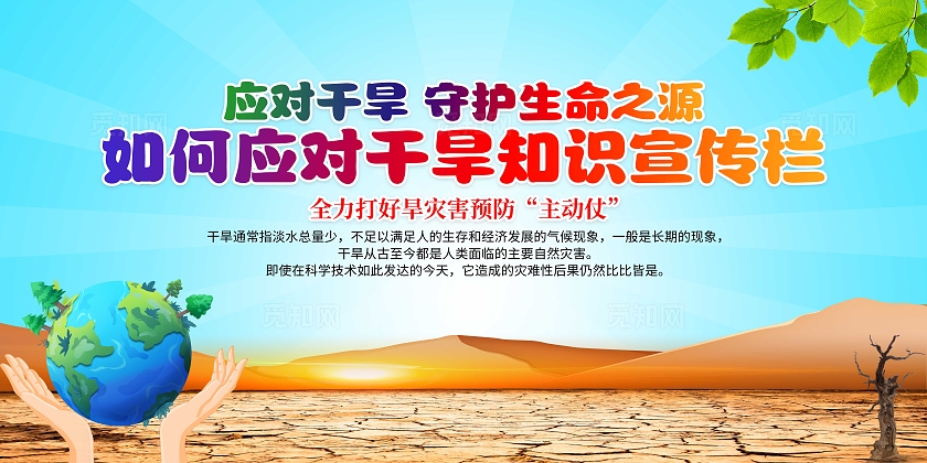 蓝色清新如何应对干早知识宣传栏干旱