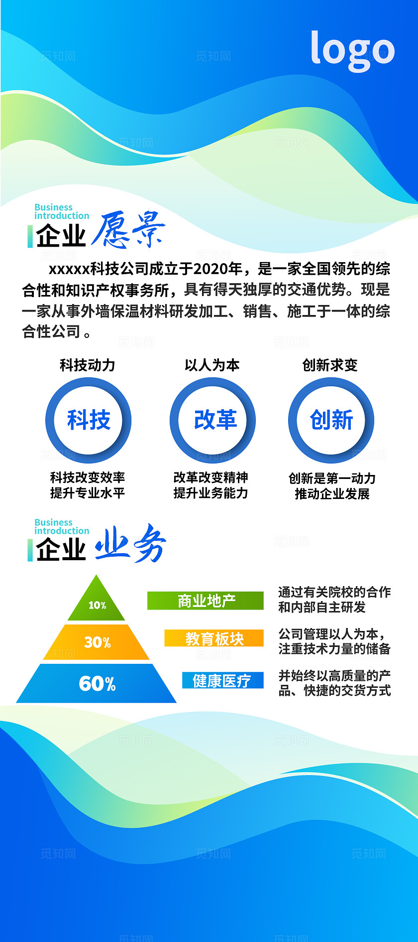 红色蓝色系大气风2024企业宣传展架企业文化