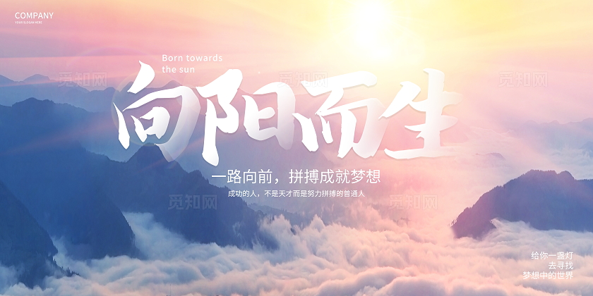 中国风向阳而生青春励志宣传展板