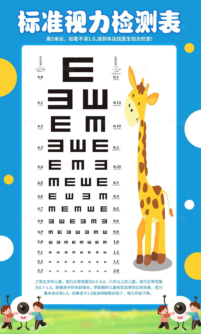 彩色预防近视保护视力套图视力表