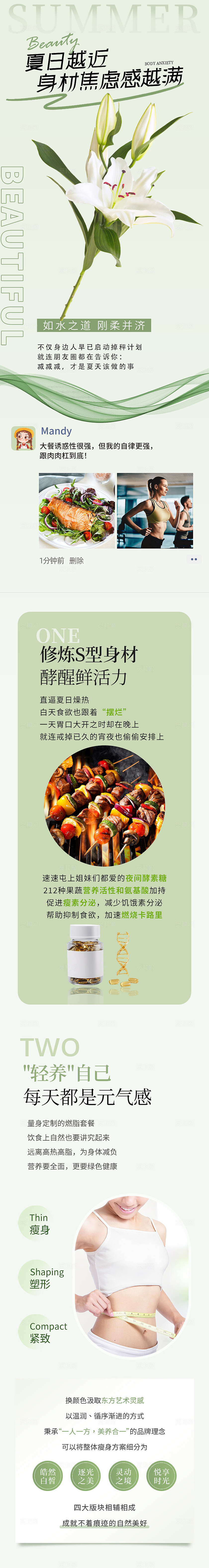 小清新夏季减肥微信公众号长图容貌焦虑