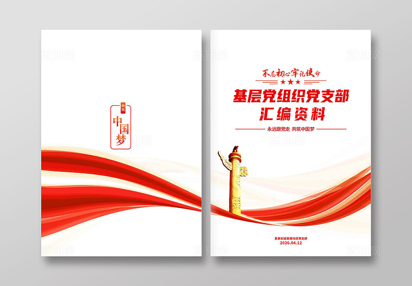 红色简约基层党组织党支部汇编资料党建画册封面宣传