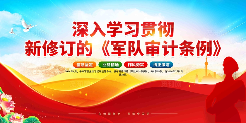 一图速览新修订的军队审计条例党建展板