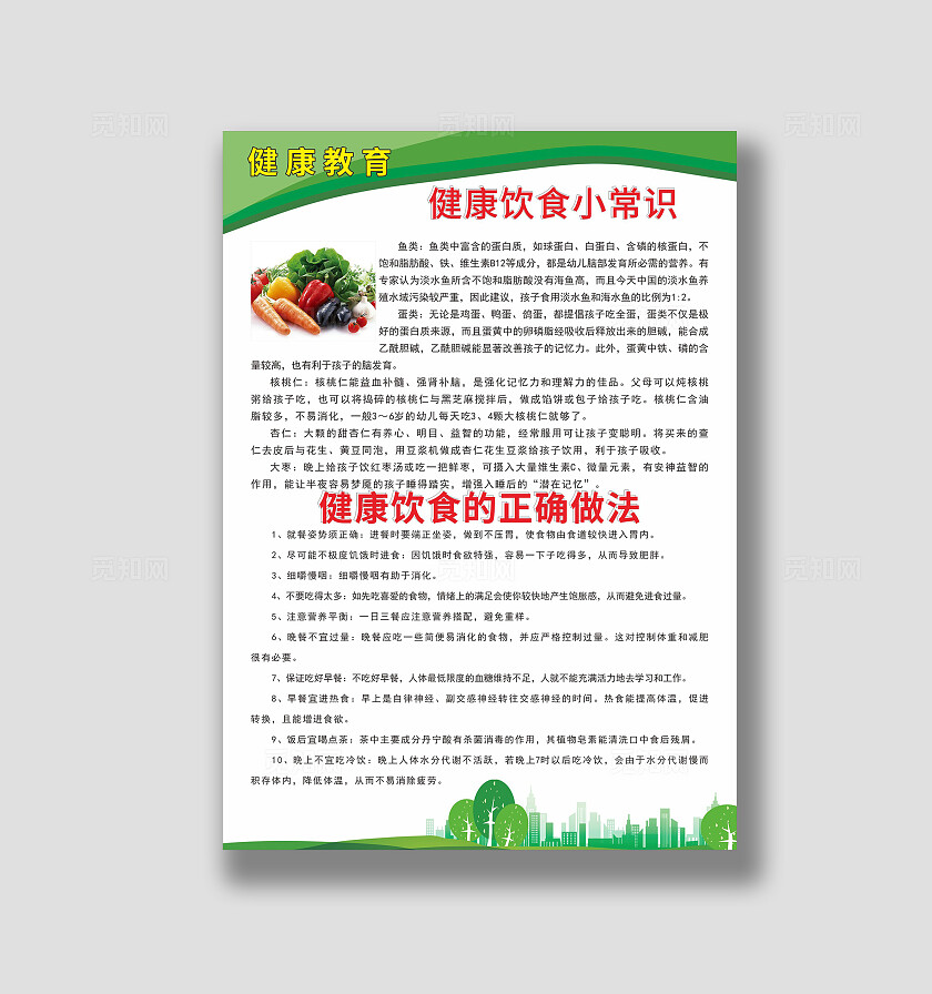 绿色清新健康饮食小知识教育海报