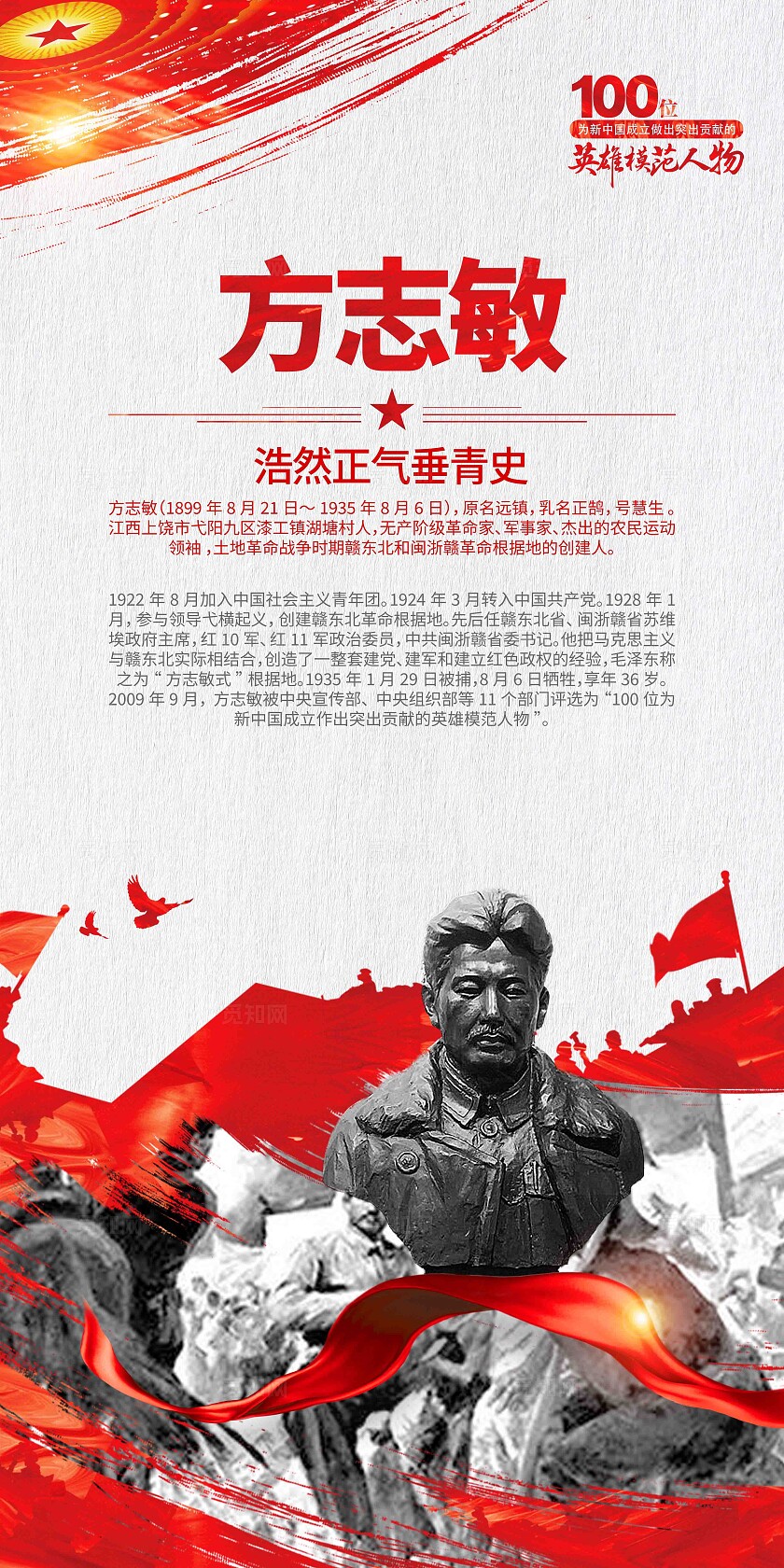 100位为新中国成立作出突出贡献的英雄模范人物党建挂画