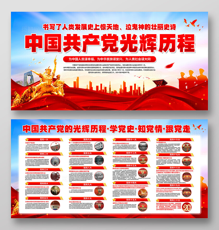 党的光辉历程展板