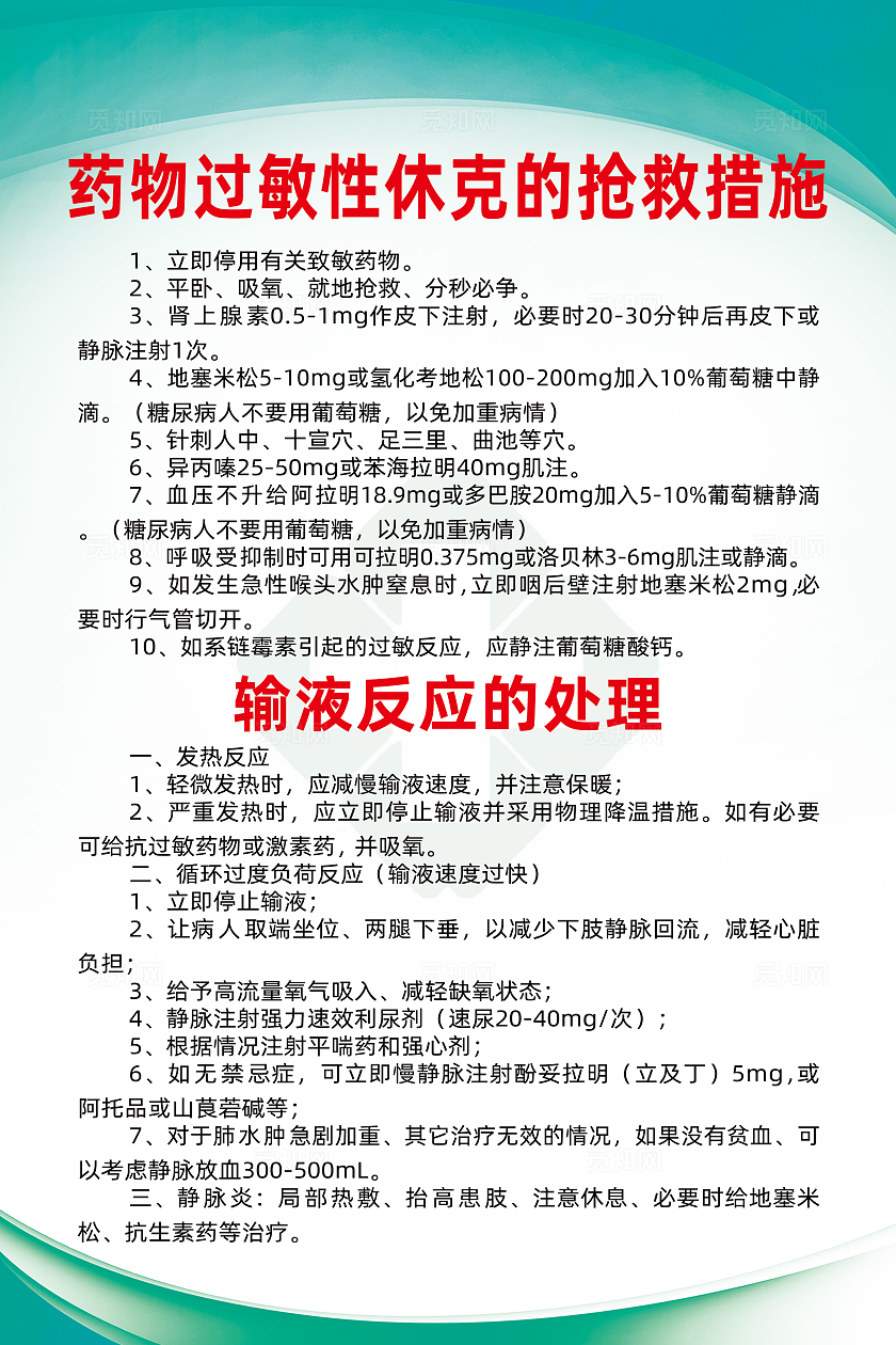 绿色简约药物过敏性休克的抢救措施过敏性休克海报宣传