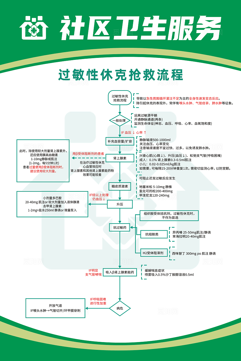 绿色简约过敏性休克的抢救措施过敏性休克海报宣传