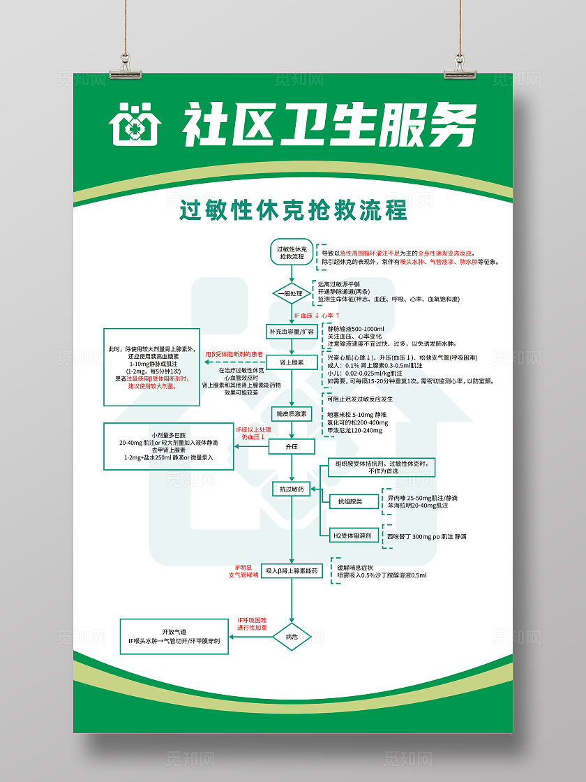 绿色简约过敏性休克的抢救措施过敏性休克海报宣传