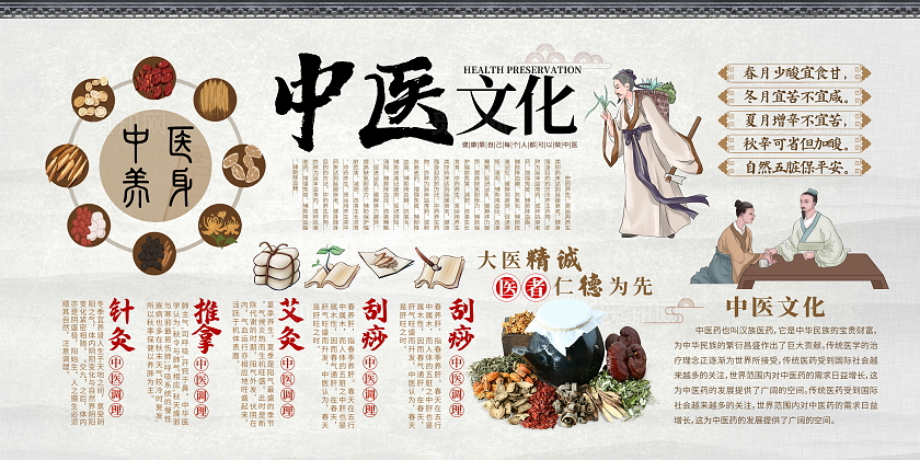 传统中国风中医文化背景墙宣传展板设计