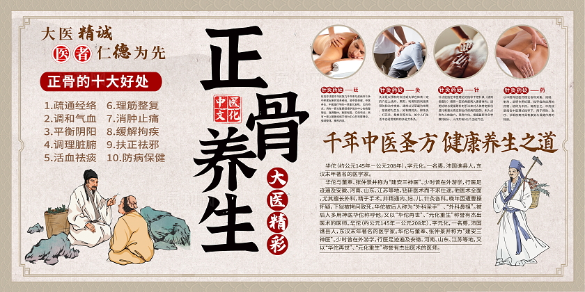 传统中国风中医正骨背景墙设计中医背景墙